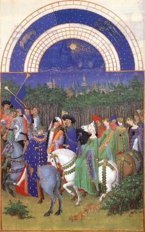 LIMBOURG brothers Les trs riches heures du Duc de Berry: Mai (May) g Sweden oil painting art